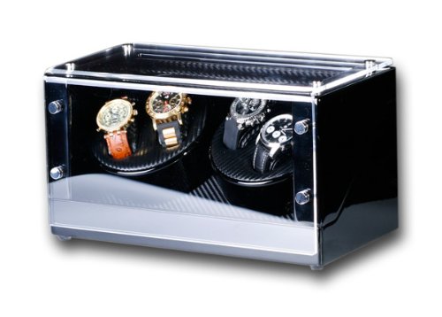Raoul U. Braun Uhrenbeweger „Screws“ für 4 Uhren Klavierlack Carbon schwarz 1002316