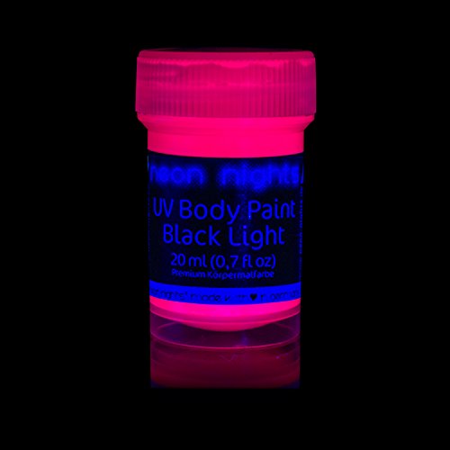 neon nights UV-Licht Bodypainting Schminke | Schwarzlicht-Körperfarbe für Body und Facepainting | Fluoreszierende Farben im Schminkset für knalligen Glow-Effekt | 8 x 20ml Leucht-Farben - 7