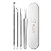 Produktbild BESTOPE 4 Stücke Mitesserentferner mit Metall-Box- Komedonenquetscher Set aus Edelstahl -Elegant Nagelhautschieber Werkzeug Risikofrei gegen Mitessern Pickel Whiteheads Akne Extraktoren Kit für Gesundheit Behandlung
