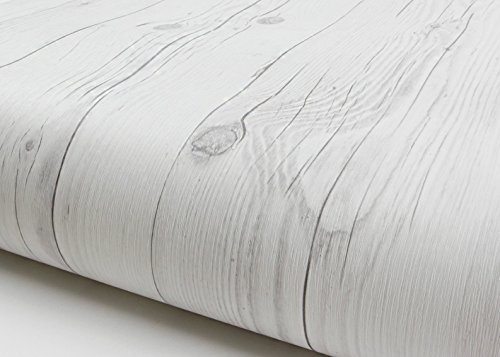 Peel & Stick Backsplash Vintage White Wood Panel Pattern Self-adhesive Removable Wallpaper 22344 : 1.64 Feet X 9.84 Feet by Wood Pattern Backsplash