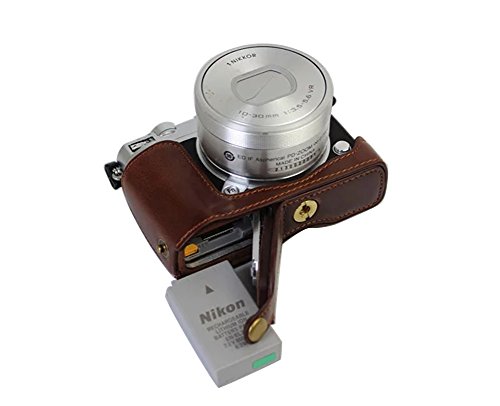 Kinokoo Camera Cuir Demi Coque inf  rieur Coque pour Nikon J5  PU Cuir inf  rieur Open-able avec cam  ra Chiffon de nettoyage
