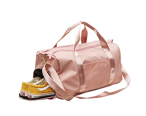 E-WOR - Bolsa de Viaje de 36 a 55 L, Impermeable, Ligera, para Equipaje, Yoga, Gimnasio, Deporte, Escuela, con Compartimento para Zapatos, Bolsillo húmedo seco para Hombres y Mujeres, Rosa