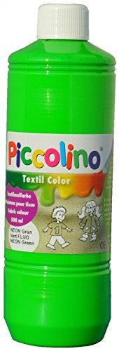 PICCOLINO Stoffmalfarben Textilfarben Set 5 Neon-Farben je 500ml – Neongelb Neonorange Neonpink Neongrün Neonviolett - 7