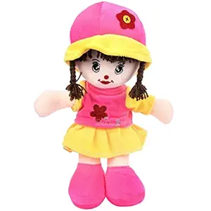 Beewee - Addie Girl Plush Soft Doll Toy Huggable (35 Cms, Pink)
