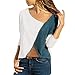 Produktbild Epig Damen Bluse, Damenmode Skew V-Ausschnitt Farbe Farbe Kollision Lange Ärmel Tops Bluse Lässige Slim Fit Shirts Pullover