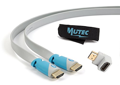 MutecPower 3 meter High Speed Flaches HDMI Kabel mit Ethernet - 1.4a- unterstützt Full HD 3D & Audio Return Channel-[Die Späteste HDMI Version Verfügbar] 3M mit HDMI-Adapter und Kabelbinder im Pack enthalten