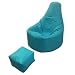 Produktbild Großes Gaming Sitzsack Innen und Außenbereich Garten Lounge Gamer Stuhl mit Passenden Fusshocker in Aqua Blaugrün Blau Hochwertiges Wasserabweisendes Material