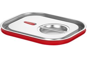 HENDI Gastronorm lock med silikonkant, lufttät passform, med vakuumdräneringsventil, temperaturbeständig från -40° till 300 °C, lämpligt för ugn och bain-maire, GN1/2, 325 x 265 mm, rostfritt stål