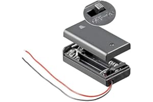 VOVIEE PerfectHD BHM-2 Batteriehalter | 2X AA Mignon | mit EIN Aus Schalter | lose Kabelenden | geschlossenes Gehäuse | wasserabweisend | 1 Stück | Schwarz