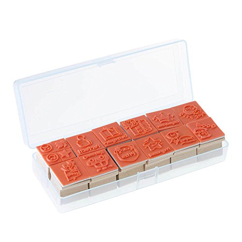 ?HuntGold 15 Stück Cartoon Holz Mini Stempel Lehre Kommentare Ermutigen Kinder Briefmarken - 2