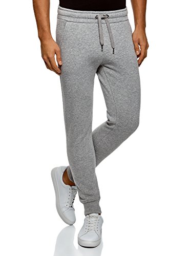 oodji Ultra Hombre Pantalones de Punto con Cordones, Gris, M