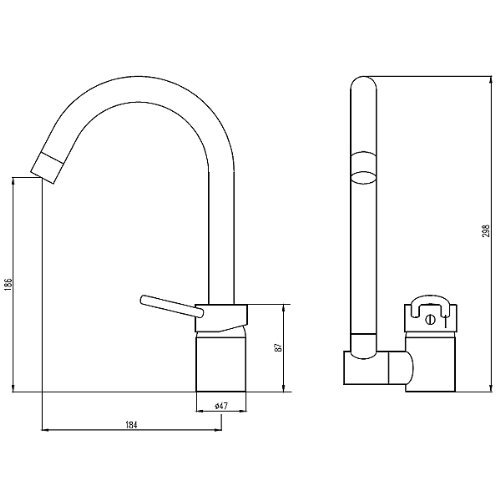 Design Spültischarmatur für die Vor Fenster Montage klappbar umklappbar von NEO - 3