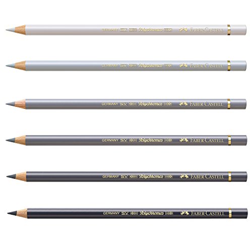 Faber-Castell 210007 Farbstift Polychromos, 6 Stifte im Bundle, cool grau