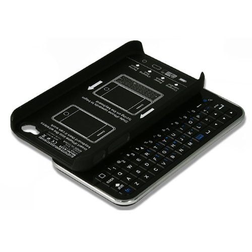 iMounTEK - Teclado Deslizante con Bluetooth y Funda rígida para iPhone 4, Color Negro
