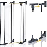 Metall Türschutzgitter Kaminschutz Absperrgitter Laufstall 1 Tür + 5 Seitenelemente + 2er Set Wandhalterung faltbar klappbar - 6