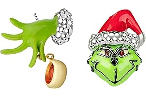 GAUEIOUR Boucles d'oreilles classiques de Noël Grinch, boucles d'oreilles pendantes de Noël en alliage vert, boucles d'oreilles super mignonnes, adaptées aux filles et aux femmes, Argent sterling, Pas