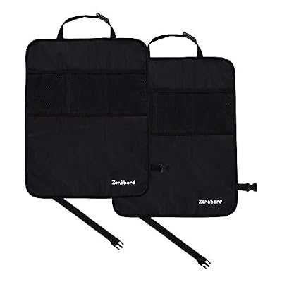 Zenàbord Protection dossier siège voiture Lot de 2 protèges dossier de siège noir , compatible tout types de véhicules, housse de siège accessoire auto Organiseur pour voiture.