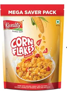 KWALITY Original Cornflakes, Healthy Breakfast Cereals, Zip Lock Pouch, 1kg, Made with Golden Corns, The Goodness of Whole Grains