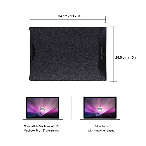 GENORTH® Filz Sleeve Hülle Ultrabook Laptop Tasche für MacBook Air & Macbook Pro 13,3 Zoll, MacBook Pro Retina 13 Zoll Hülle mit Geschütztes Inneres und Externes Mousepad (Schwarz) - 3