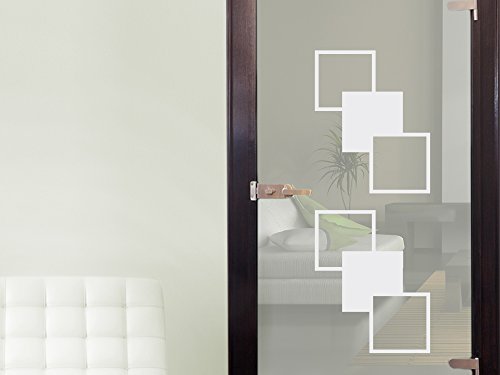 Glasdekor Glastür Aufkleber Fensterfolie für Wohnzimmer Quadrate Cubes (79x30cm)