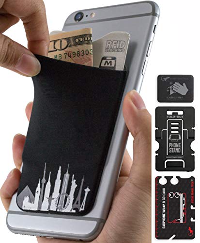El Monedero Adhesivo Gecko para teléfonos celulares, Diseño Ultra Slim (Ultra Delgado) & Personalizado Negro con Paisaje Urbano