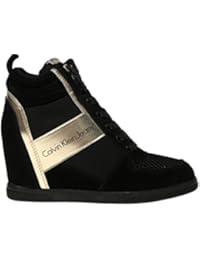 Calvin Klein BETH NEGRO/ORO R0648, Zapatilla Mujer, CuÃ±a Alta