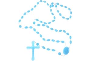 R HEAVEN Bright Blue plastic basic oval rosary beads 42cm length can use center as a clasp prison rosary