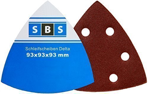25 Stück SBS Klett-Schleifdreiecke 93x93x93 mm Korn 180 für Delta-Schleifer 6 Loch