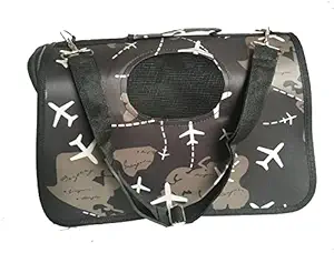 Pups&Pets Pet Shoulder Bag Pet Carrier | Dog Carrier | Cat Carrier - Breathable Barrel Printed Sling Outdoor Travelling Bag (Size - Small, Design - Flight Print)