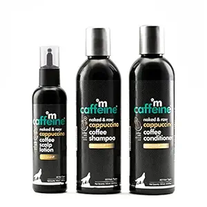 mCaffeine Anti-Dandruff Kit with Cappuccino Scalp Lotion, Shampoo and Conditioner | Complete Dandruff Care Routine with Natural AHA, Almond Milk and Coffee | All Hair Types | 600ml
