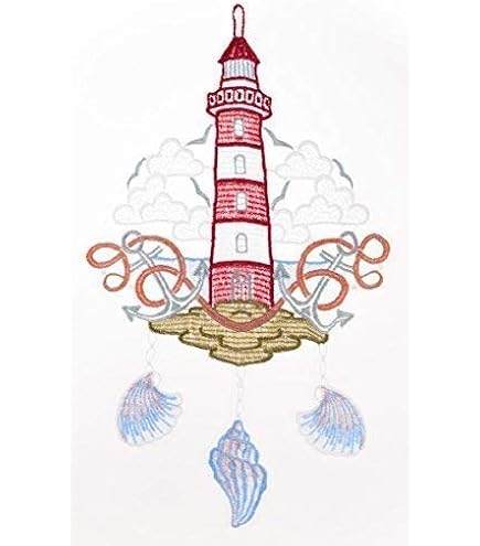 Fensterbild Leuchtturm Aus Vogtländischer Spitze – Maritimes Fensterdeko, 33x20 Cm, Wiederverwendbar