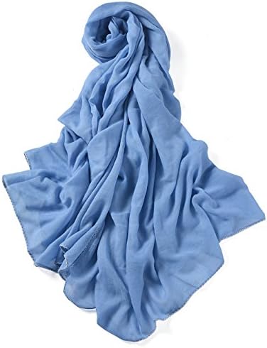 XXL women's viscose stole shawl in plain colour, 87 x 55 inch, various colours available - Blue - XX-Large