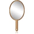 Wooden Handle Mirror Oval Shape for Shaving, Makeup & Grooming -12.5"