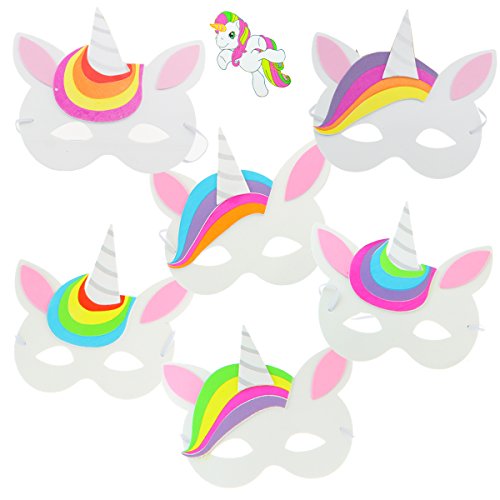 Henbrandt Ltd The Harlequin Brand 3 x Niños Máscara Unicornio Máscara Cumpleaños infantiles Theater Carnaval musgo goma