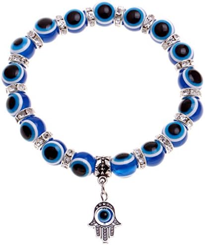 Mysticism Concise Style Blue Charm Eye Of Evil Bead Elastic Bracelet
