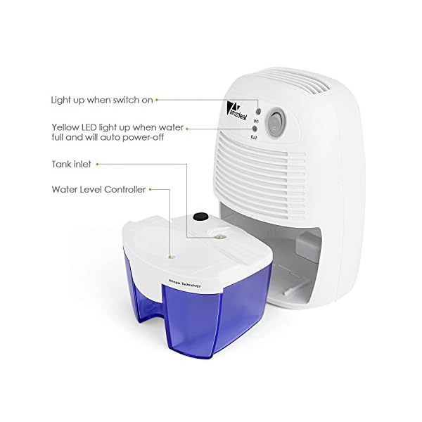 Amzdeal Dehumidifier 500ml Mini Portable Moisture Absorber Compact Air Dehumidifier for Home Bedroom Kitchen Caravan Office Garage( 250ml/24h ) - Image 4