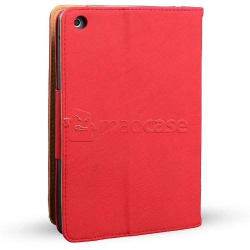 Apple iPad mini Madcase Ledertasche Tasche Etui Cover Case mit Dokument Hülse und Auto Schlaf – Wach Funktion premium Leder – rot - 6