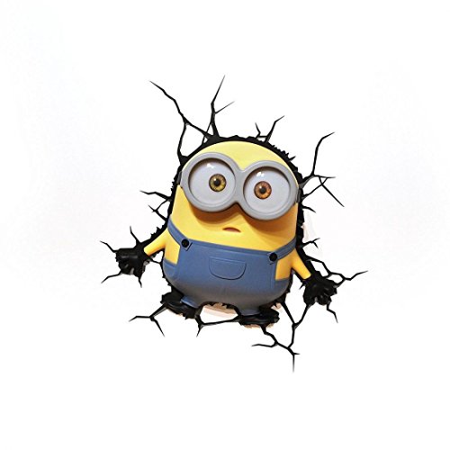 Minions Bob Wandlampe 3D Light FX LED Kinderlampe -Nachtlicht für kinder mit automatische Abschaltung und wandaufkleber