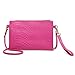 Produktbild U.Expectating Damen Leder Armband Kupplungs Geldbeutel Handy Geldbörse, Mini-Kreuz-Körper-Beutel mit Schultergurt/Handgelenk-Bügel (Hot Pink)