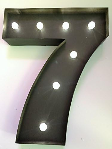 HLS LED Letter 7 in Rusty Brown Effect - 33cm (13") Metal LED Marquee Light Up Sign in in Rusty Brown Effect