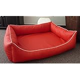 Orthopaedisches Hundesofa Hundebett Kunstleder Ortopedico Hundebettenmanufaktur 100 cm X 75 cm mit Viscoschaum Matratze (rot)