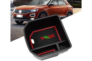 ‎LFOTPP LFOTPP Mittelkonsole Aufbewahrungsbox für T ROC, Center Console Armlehne Organizer Handschuhfach, Aufbewahrungsbox Mit Rutschfestermatte Auto Zubehör (Rot)