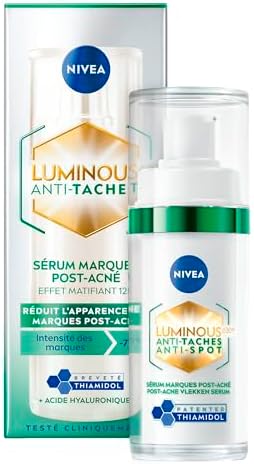 NIVEA Luminous 630 - Serum viso Post-Acne - Riduce l'aspetto dei marchi, effetto opacizzante 12 H, tinta unificata, tiamidol brevettata e acido ialuronico, pelle grassa ad imperfezione, 30 ml