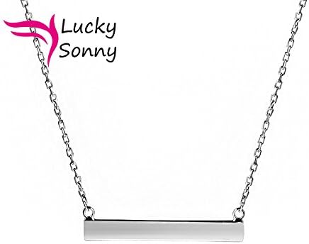 New Trend Horizontal Silver Bar Pendant Chain Necklace Minimalist Jewelry Wholesale Solid 925 Sterling Silver Rose Gold Necklace