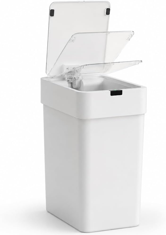 Otomatik Hareket Sensörlü Çöp Kovası, Banyo Çöp Kovası, Çocuk Odası Çöp Sepeti, Çöp Kutusu, (2 adet 1.5 V AA pil, piller pakete dahil değildir) 9 Litre - 15x22x32 cm
