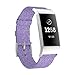 Produktbild Altsommer Armband Ersatz Gewebtes Leinwand für Fitbit Gebühr 3, Bunter Farben Einfarbig mit HD Schutzfolie Uhrenarmbänder, Edelstahl Gürtelschnalle Armband für Damen Herren (Lila)
