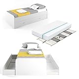 Unser Kojenbett gibt es wahlweise mit passender Kaltschaummatratze 90x200cm - Härtegrad H2 sowie einem 7-Zonen Lattenrost