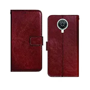 Pinaaki Enterprises Nokia G20 PU Leather Vintage Flip Cover Case | Wallet Stand |Complete Protection Cover for Nokia G20 - Brown