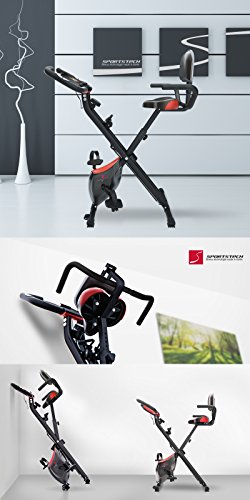 Sportstech F-Bike X100 Fitnessfahrrad mit patentiertem Zugbandsystem 4 KG Schwungmasse Rückenlehne X-Bike Ergometer mit Tablethalterun stufenloses Zwei-Wege Magentbremssystem Handpulssensoren faltbar - 8