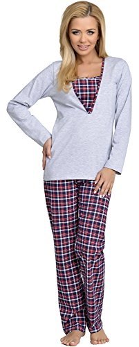 Be Mammy Premamá Pijama Dos Piezas Lactancia Ropa de Cama Maternidad Mujer GR2T2 (Melange, S)